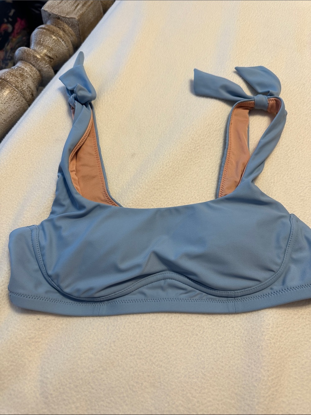 Classic Blue Tie-Shoulder Bikini Top